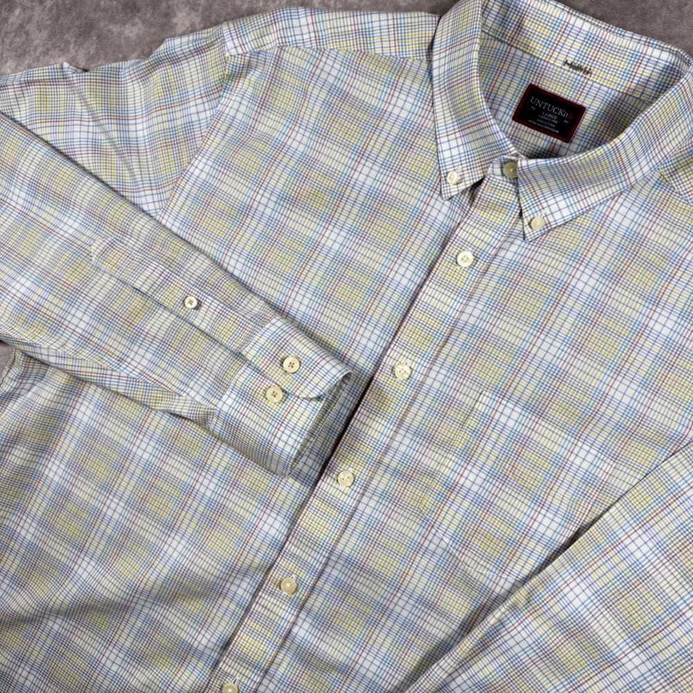 UNTUCKit Marzano WF Plaid Button Down Shirt Mens Large Regular Fit 41126 Blu